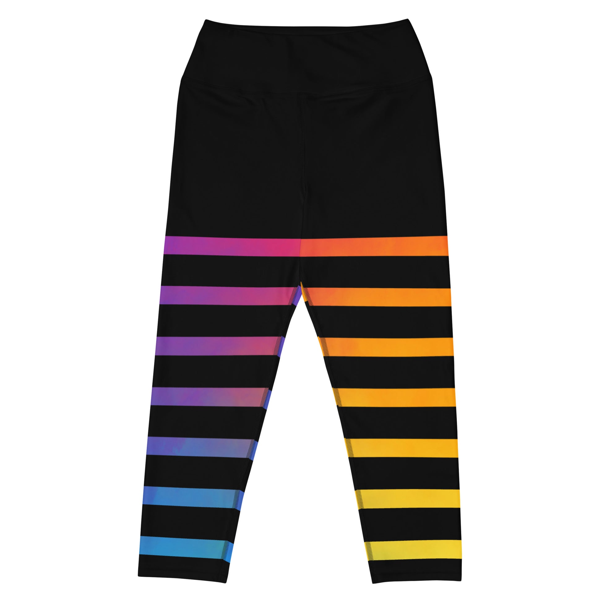 Women's Yoga Capri Leggings, Rainbow Striped – Prismagick Designs